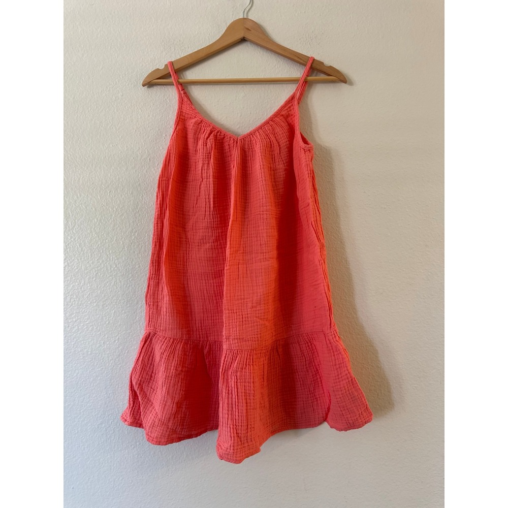 Z Supply Gauze Mini Dress Tiered Ruffle Cotton XS Coral Pink Excellent Condition